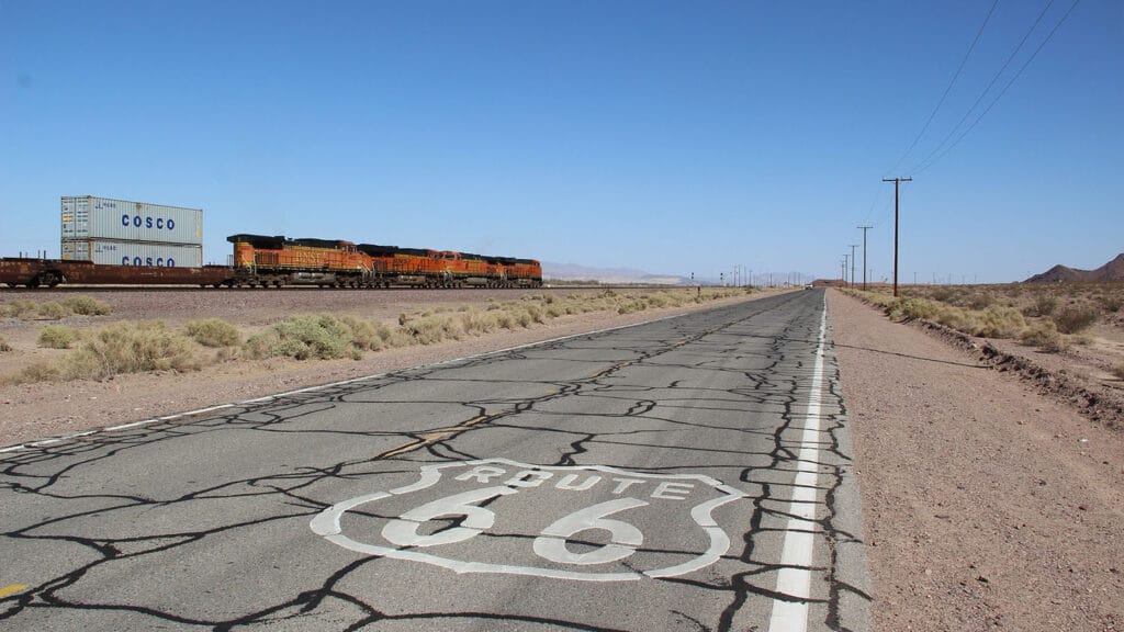 Roadtrips door Amerika - Voorbeeld van slecht wegdek Route 66